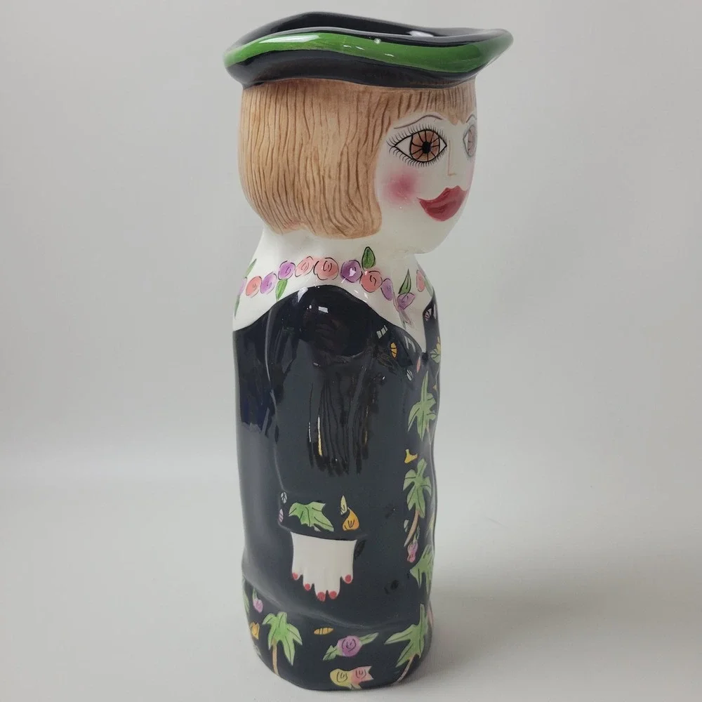 Bella Casa by Ganz Susan Paley Pearl Figural Bud Vase Ceramic Black Floral